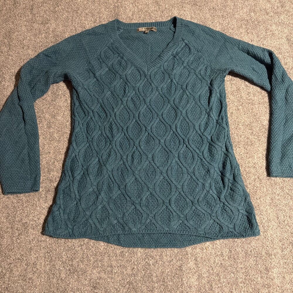 89th Madison Sweater Womens Size Small Blue V Neck Long Sleeve Pullover